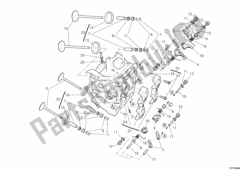 Alle onderdelen voor de Horizontale Cilinderkop van de Ducati Superbike 1198 S USA 2009
